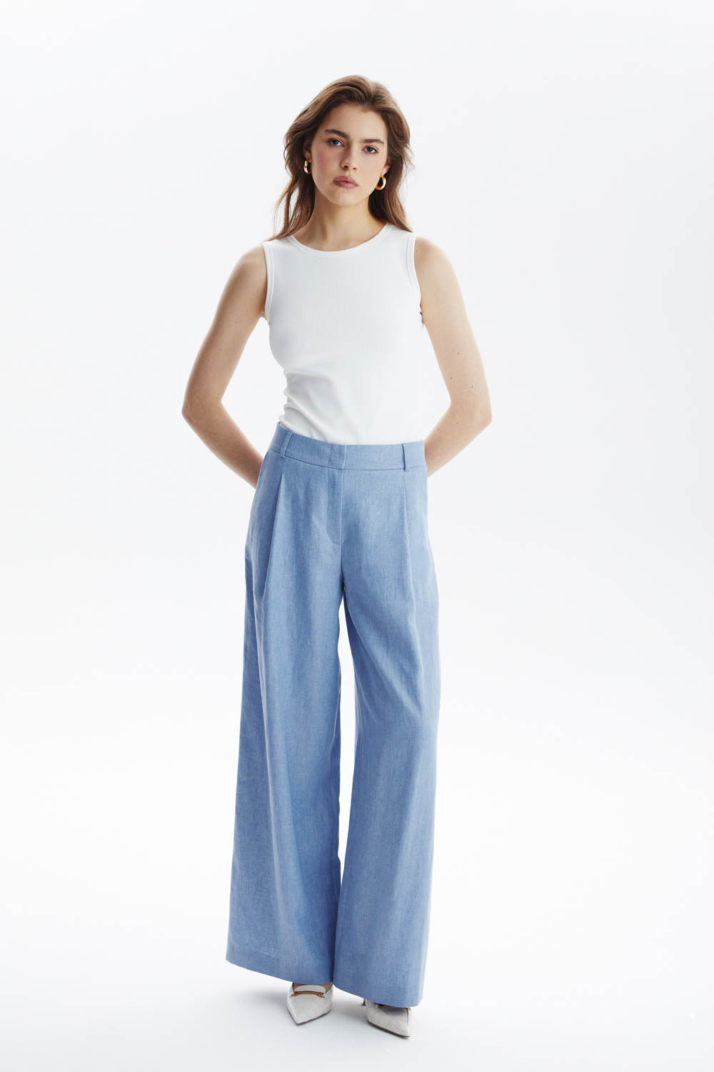 БРЮКИ M.REASON свободного кроя с широкой ногой из легкой ткани
