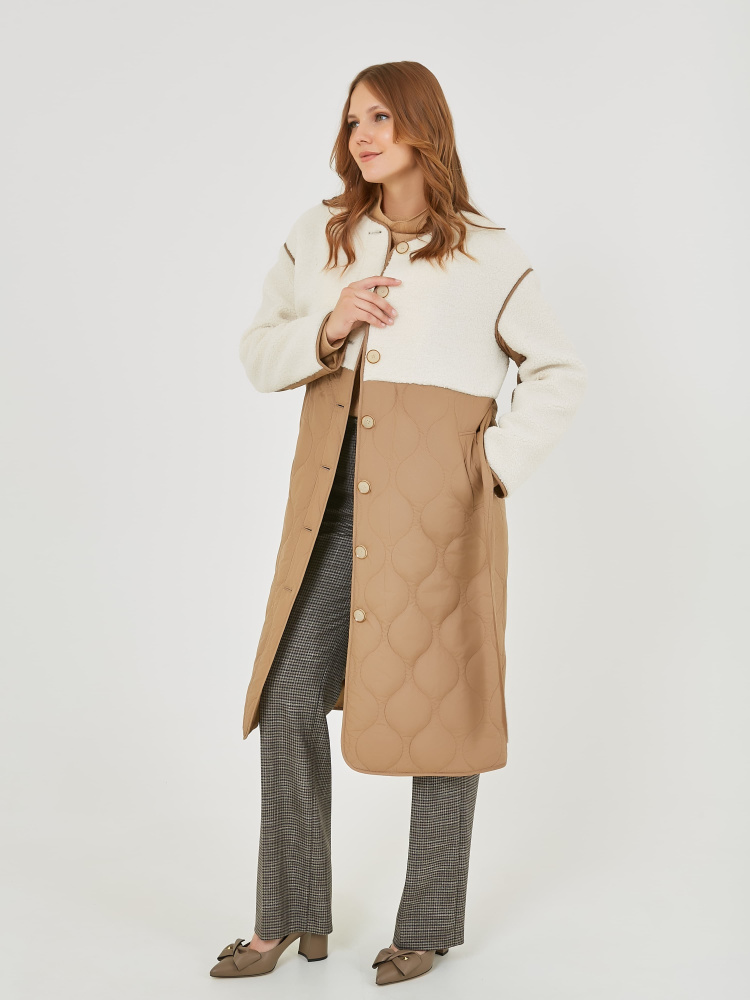 ПАЛЬТО STERN прямой крой с крупными пуговицами и стеганым низом